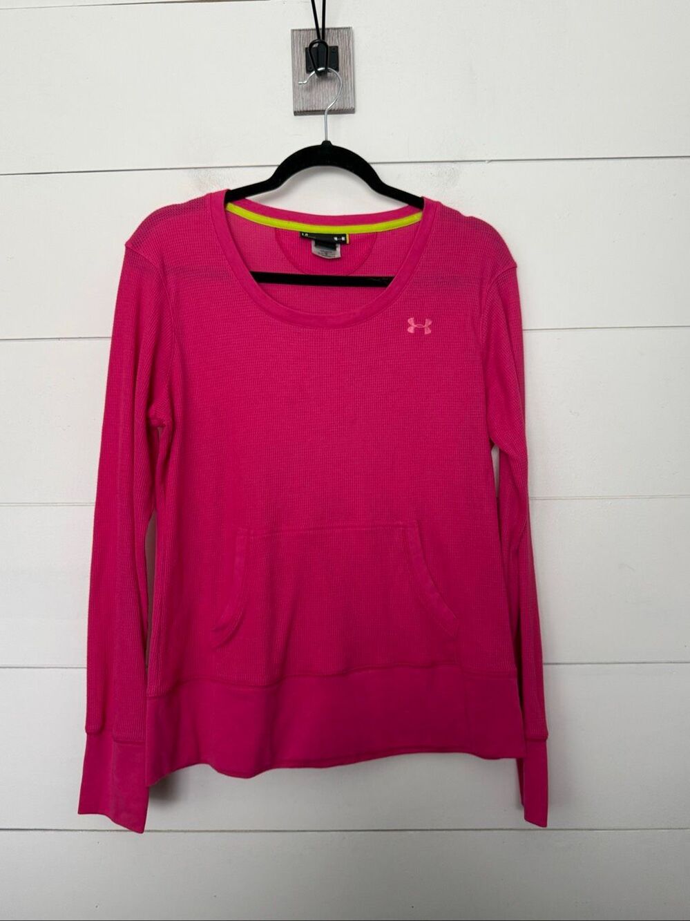 Under Armour Women’s Large Pink Waffle Scoop Neck Long Sleeve